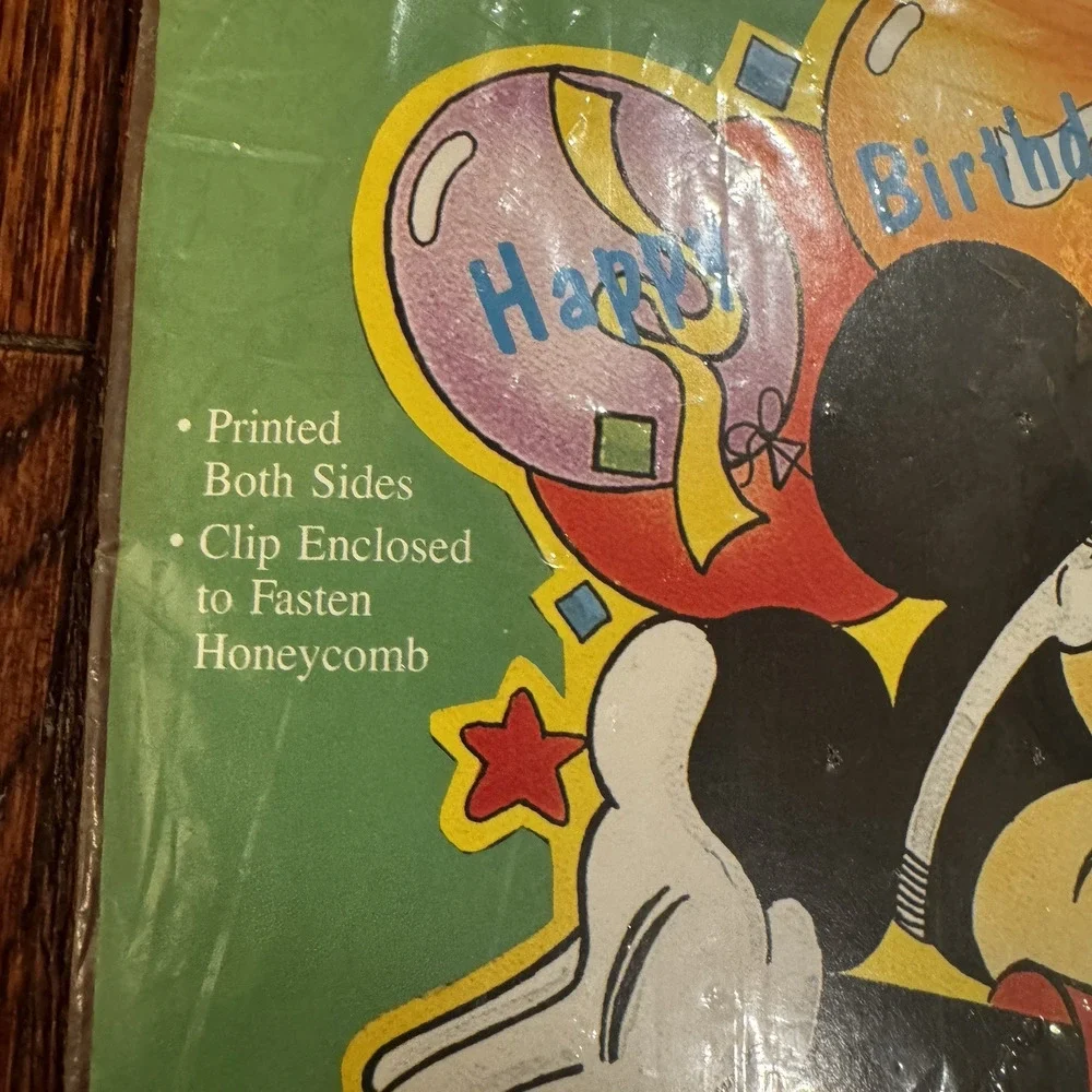 2 VTG‎ NOS Mickey Mouse Honeycomb Tissue Centerpiece Happy Birthday Party Sealed